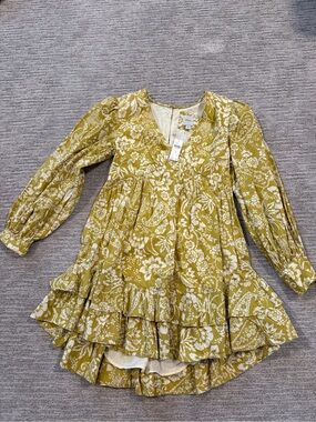 NWT Maeve Anthropology Yellow Floral Tiered V-Neck Dress